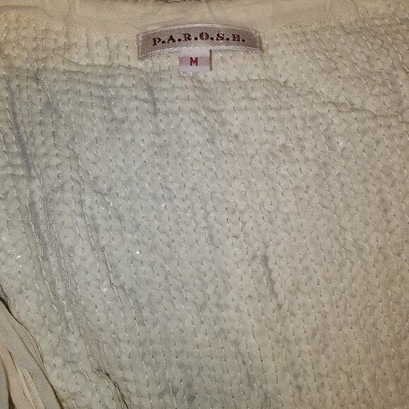 P.A.R.O.S.H. Sz M Ivory 97% Silk Heavily Beaded Sequined Tank Blouse EUC - Picture 7 of 7